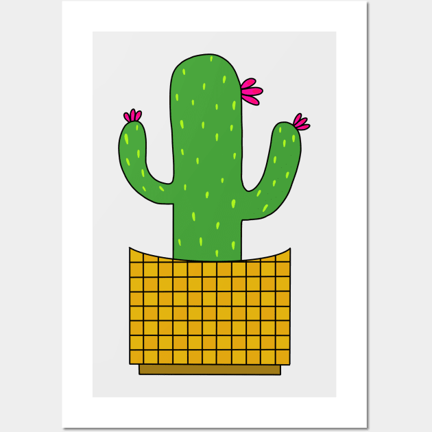 Cute Cactus Design #33: Flower Celebration Cactus Wall Art by DreamCactus